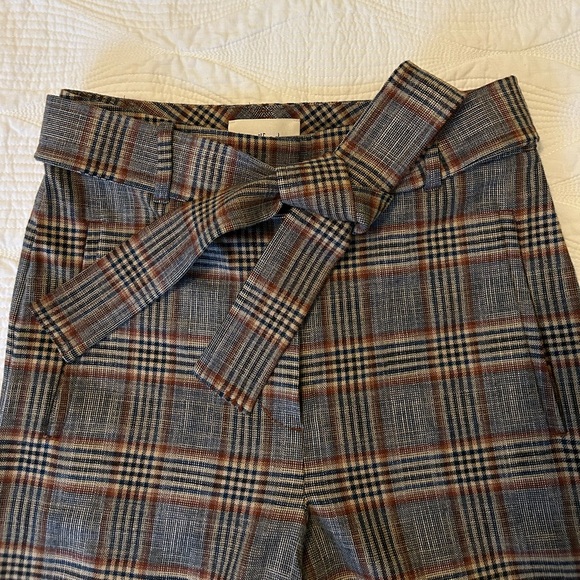 NWOT | Aritzia | Wilfred | Tie-Front Check Pant — Navy/Rust Plaid | Size 6 - Picture 6 of 16